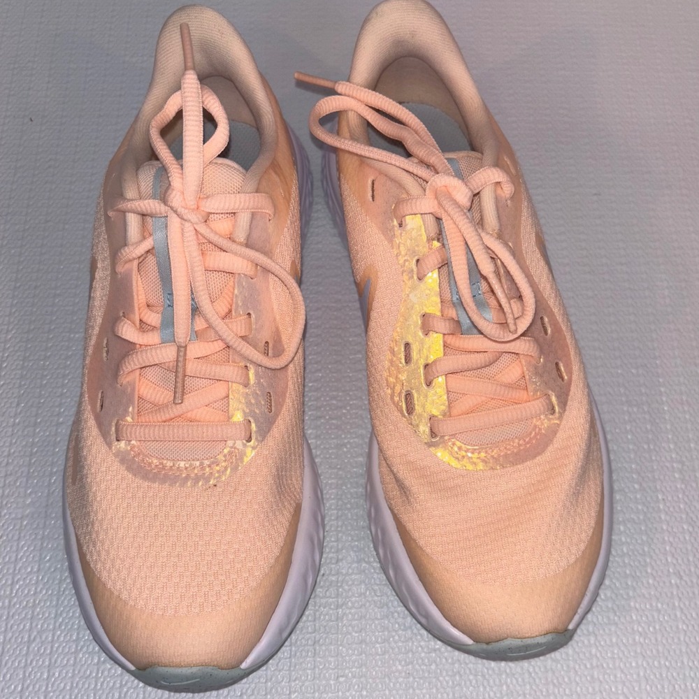 Nike Revolution 5 Peach Blue Iridescent Kids Running Shoes Sneakers Girl Size 4Y - Picture 8 of 8